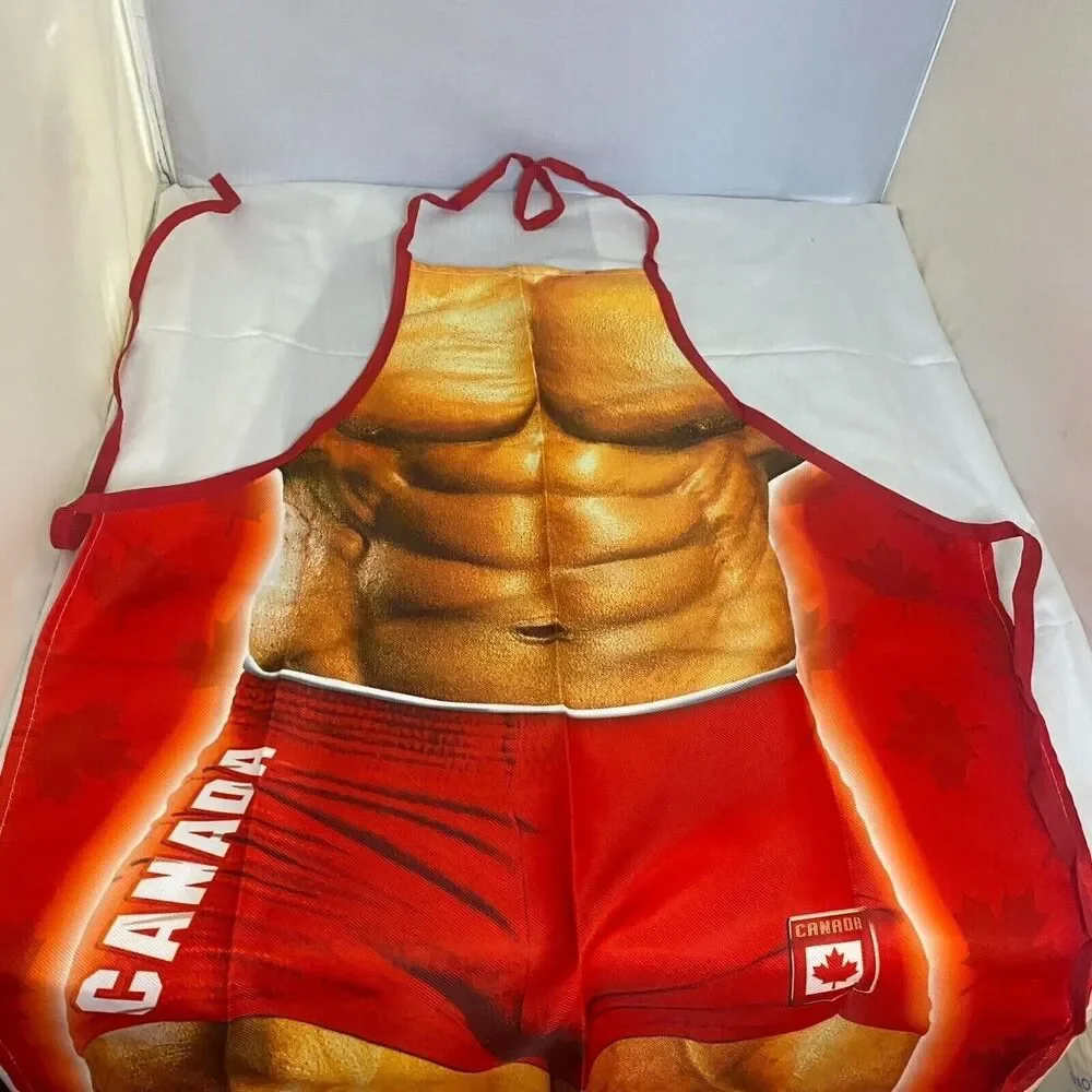 #7131 I TATI Canada Mens Torso New Red BBQ BIB CHEF Apron